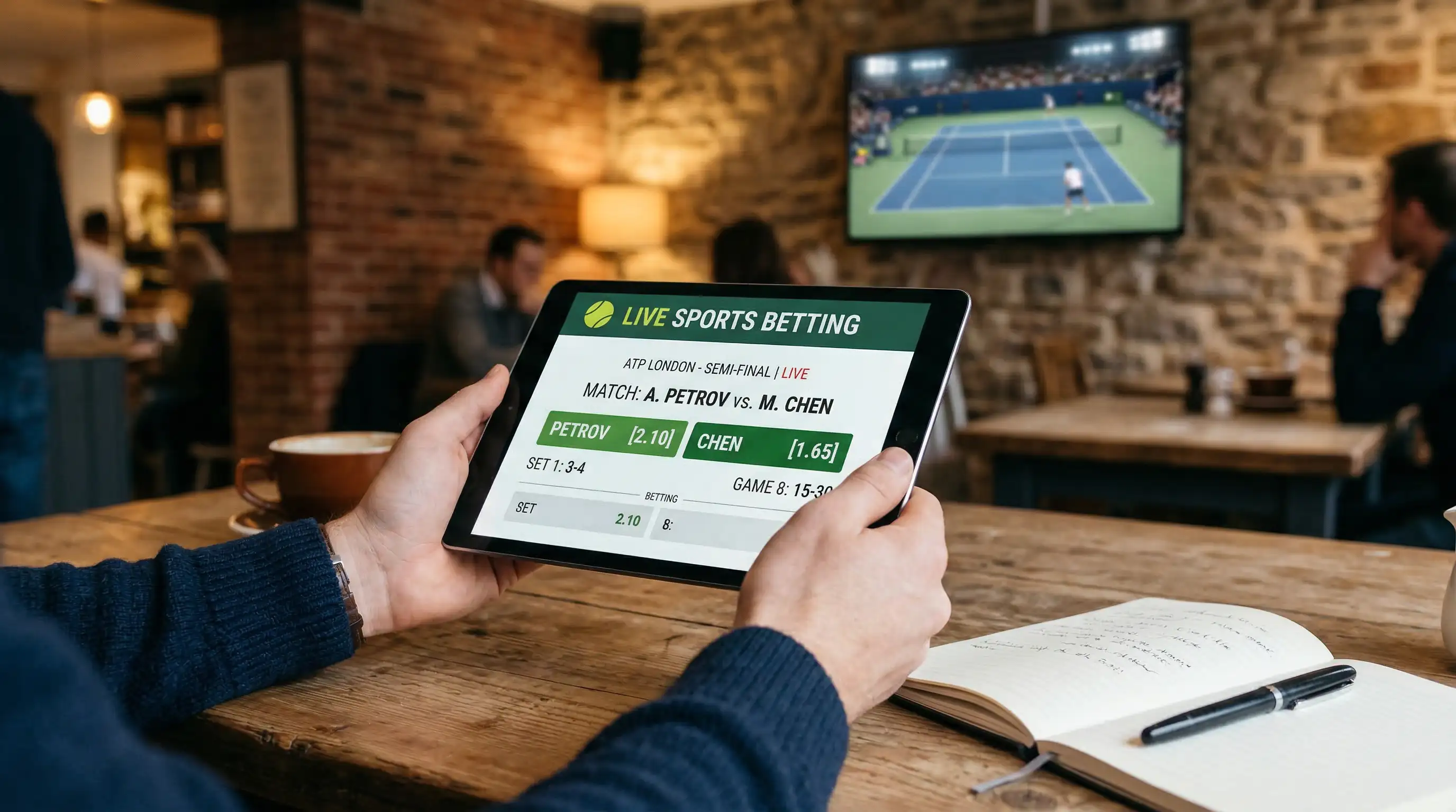 Mercados de apuestas en tenis ATP incluyendo match winner y hándicap de juegos